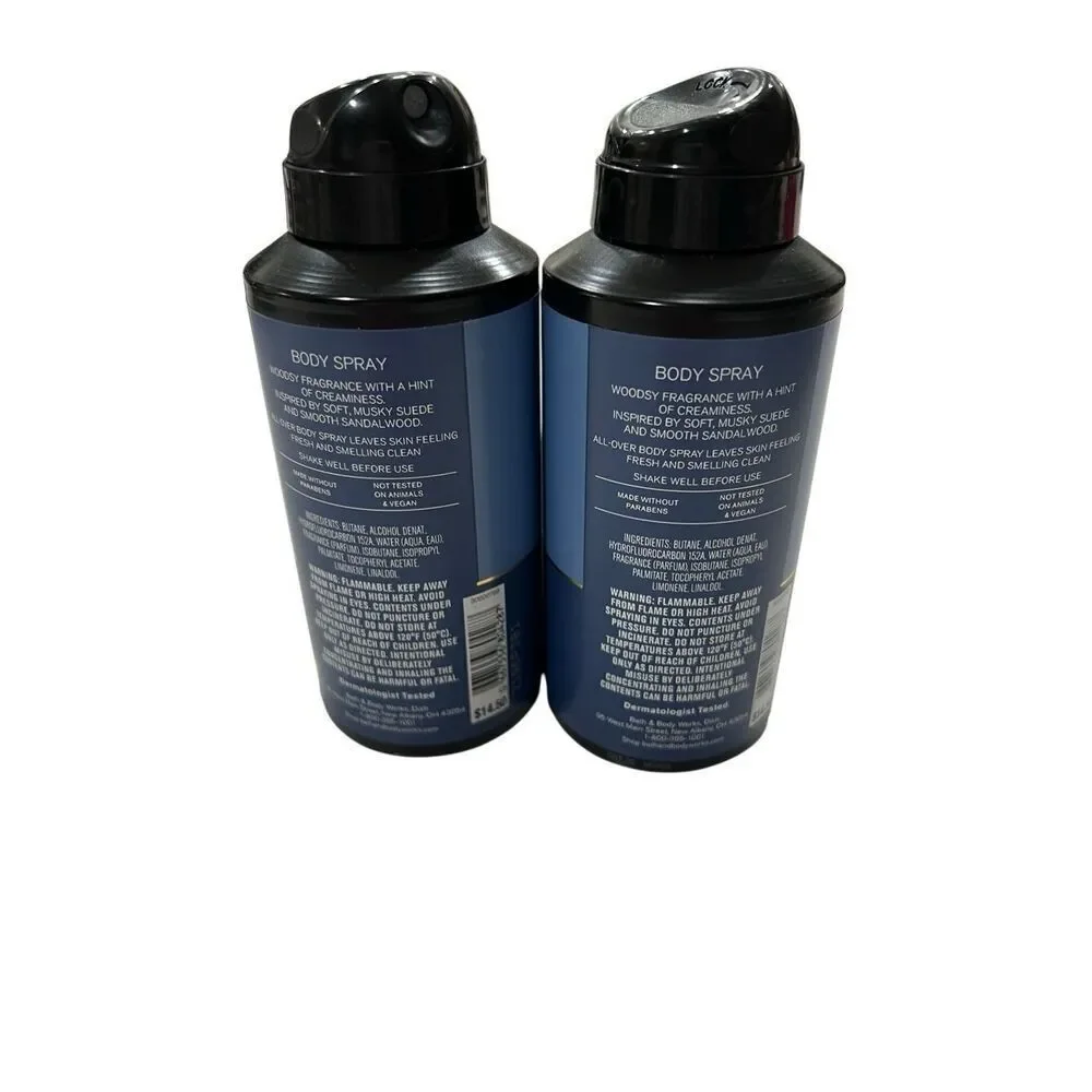 Set Of 2 Bath & Body Works Men's Suede & Sandalwood Body Spray Sz 3.7 fl oz NWOT